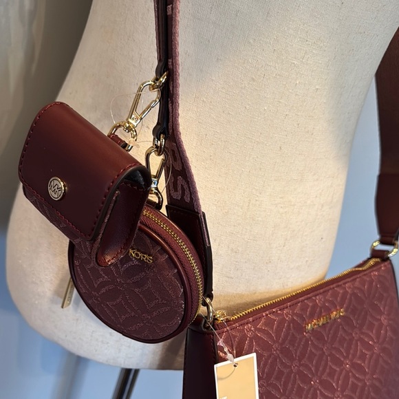 Michael Kors pink Metallic embossed jet set travel Crossbody Bag NWT - Picture 6 of 15